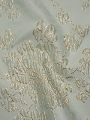 Metallic Brocade – Pale Mint and Gold Blossoming Stems Metallic Brocade – Pale Mint and Gold Blossoming Stems