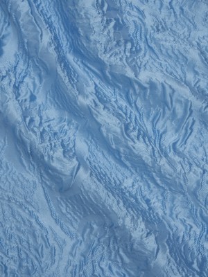 Polyester Brocade – Monochrome Sky Blue Roses and Leaves Polyester Brocade – Monochrome Sky Blue Roses and Leaves