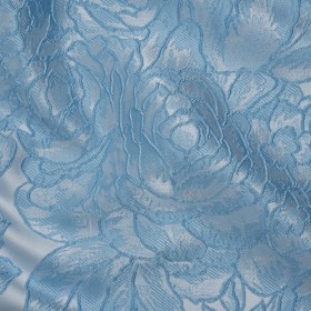 Polyester Brocade – Sky Blue Cabbage Roses Polyester Brocade – Sky Blue Cabbage Roses