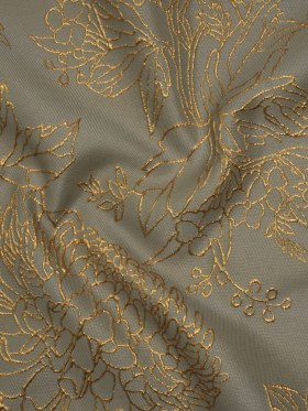Metallic Brocade – Gray and Gold Illustrated Garden Metallic Brocade – Gray and Gold Illustrated Garden