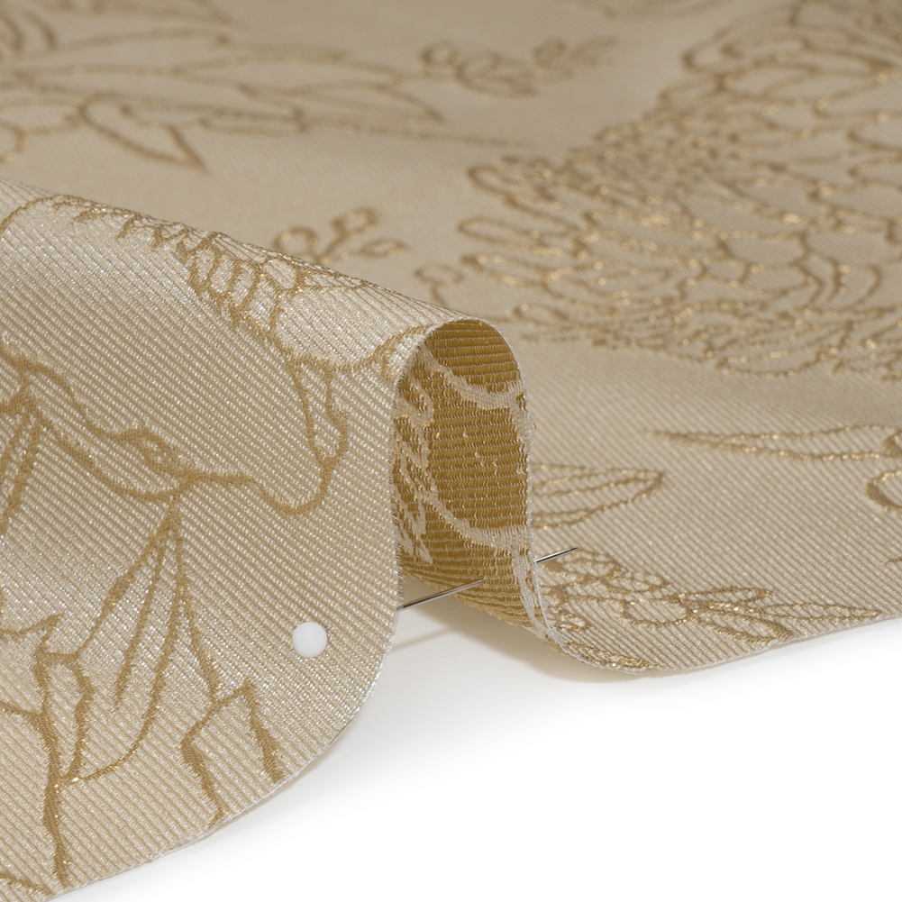 Metallic Brocade – Beige and Gold Illustrated Garden Metallic Brocade – Beige and Gold Illustrated Garden