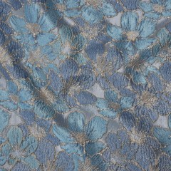Metallic Brocade – Blue and Gold Floating Blossoms Metallic Brocade – Blue and Gold Floating Blossoms