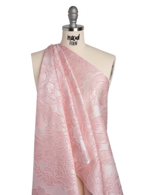 Polyester Brocade – Baby Pink Cabbage Roses Polyester Brocade – Baby Pink Cabbage Roses