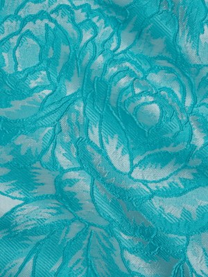 Polyester Brocade – Pale Blue and Turquoise Cabbage Roses Polyester Brocade – Pale Blue and Turquoise Cabbage Roses