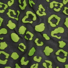 Lightweight Textured Burnout Brocade – Lime Green and Black Animal Spots Lightweight Textured Burnout Brocade – Lime Green and Black Animal Spots