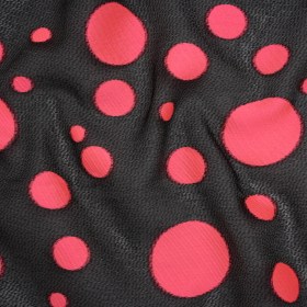 Lightweight Textured Burnout Brocade – Bright Pink and Black Polka Dots Lightweight Textured Burnout Brocade – Bright Pink and Black Polka Dots