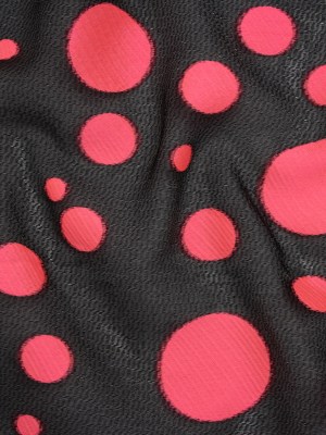 Lightweight Textured Burnout Brocade – Bright Pink and Black Polka Dots Lightweight Textured Burnout Brocade – Bright Pink and Black Polka Dots
