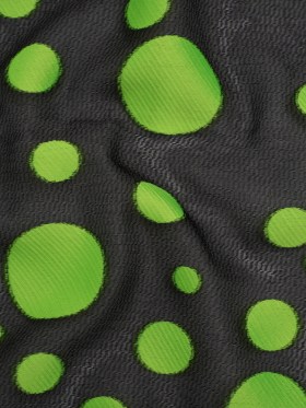 Lightweight Textured Burnout Brocade – Lime Green and Black Polka Dots Lightweight Textured Burnout Brocade – Lime Green and Black Polka Dots