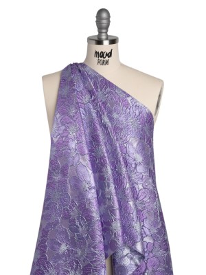 Metallic Brocade – Lilac and Bright Lavender Floating Blossoms Metallic Brocade – Lilac and Bright Lavender Floating Blossoms