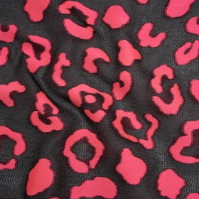 Lightweight Textured Burnout Brocade – Bright Pink and Black Animal Spots Lightweight Textured Burnout Brocade – Bright Pink and Black Animal Spots