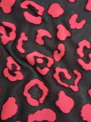 Lightweight Textured Burnout Brocade – Bright Pink and Black Animal Spots Lightweight Textured Burnout Brocade – Bright Pink and Black Animal Spots