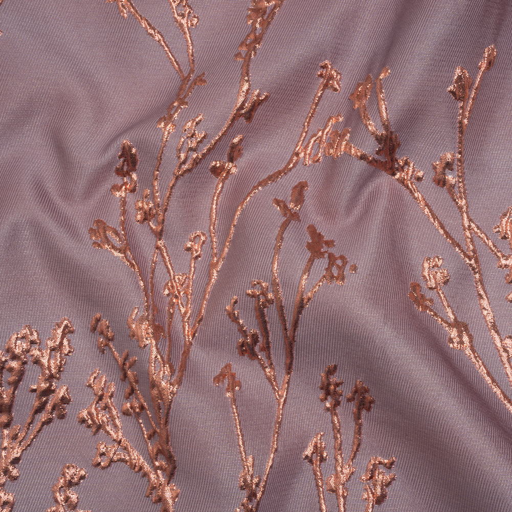 Metallic Brocade – Mauve and Pink Flowering Branches Metallic Brocade – Mauve and Pink Flowering Branches
