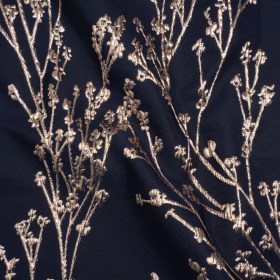 Metallic Brocade – Midnight Navy and Gold Flowering Branches Metallic Brocade – Midnight Navy and Gold Flowering Branches