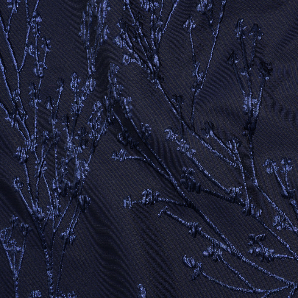 Metallic Brocade – Navy on Navy Flowering Branches Metallic Brocade – Navy on Navy Flowering Branches