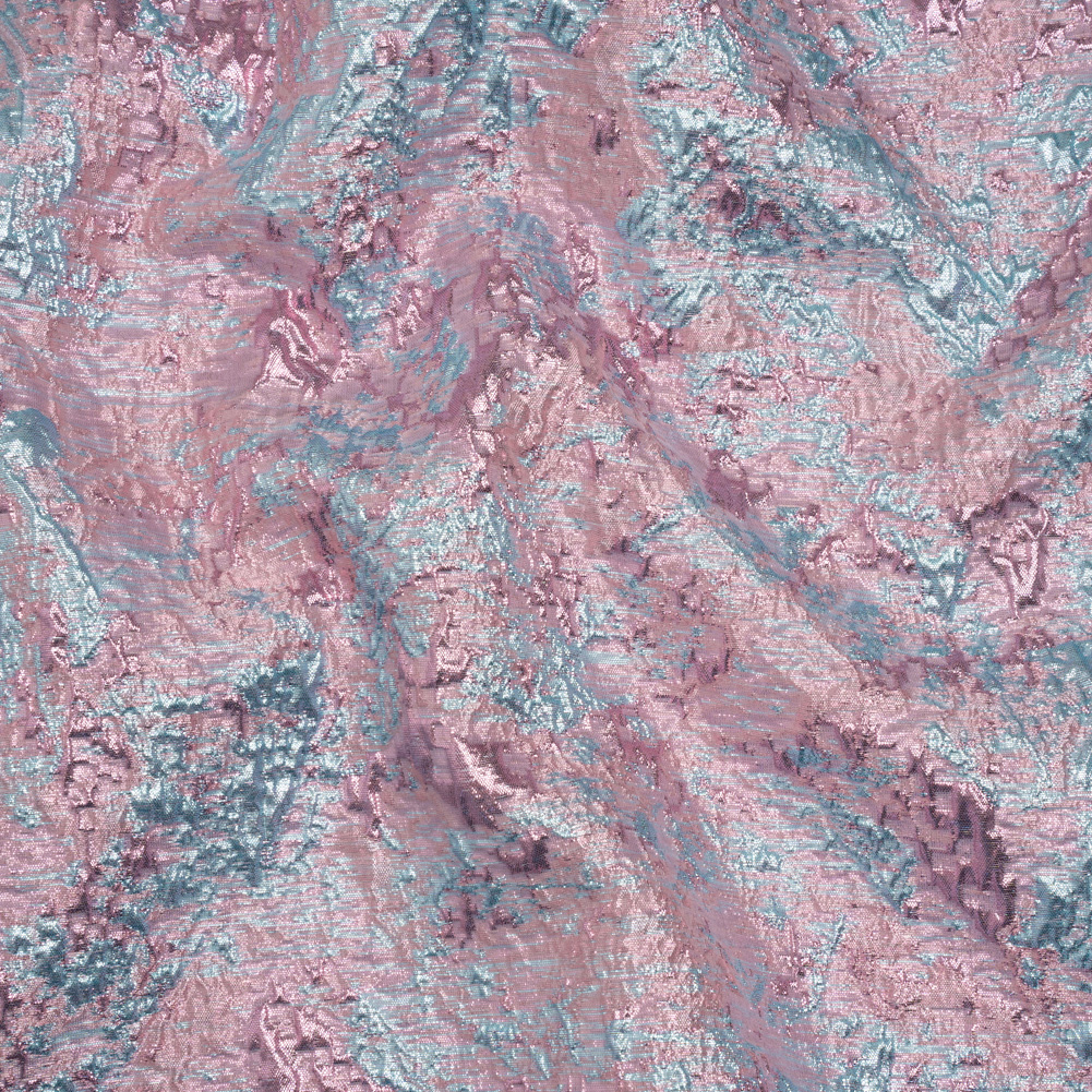 Metallic Brocade – Baby Pink and Sky Blue Abstract Sponge Texture Metallic Brocade – Baby Pink and Sky Blue Abstract Sponge Texture