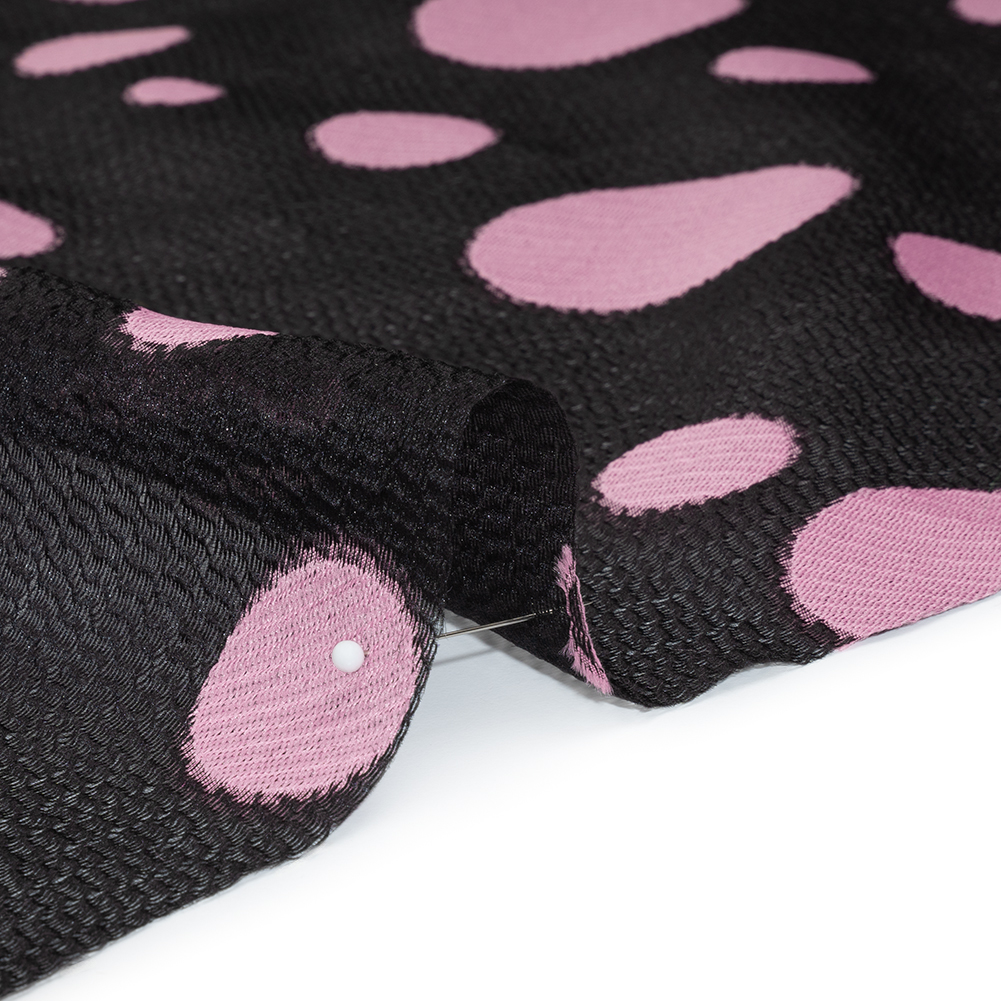 Lightweight Textured Burnout Brocade – Light Mauve and Black Polka Dots Lightweight Textured Burnout Brocade – Light Mauve and Black Polka Dots