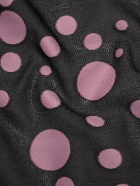 Lightweight Textured Burnout Brocade – Light Mauve and Black Polka Dots Lightweight Textured Burnout Brocade – Light Mauve and Black Polka Dots