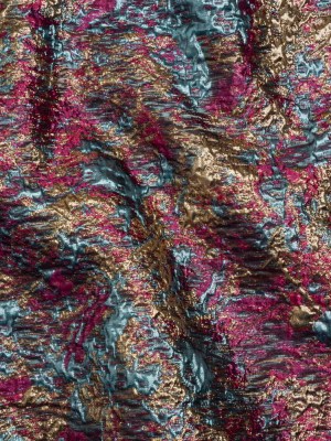 Metallic Brocade – Hot Pink, Sky Blue and Gold Abstract Sponge Texture Metallic Brocade – Hot Pink, Sky Blue and Gold Abstract Sponge Texture