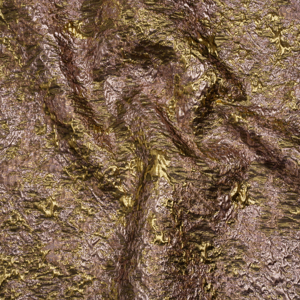 Metallic Brocade – Orchid Pink and Bright Gold Abstract Sponge Texture Metallic Brocade – Orchid Pink and Bright Gold Abstract Sponge Texture