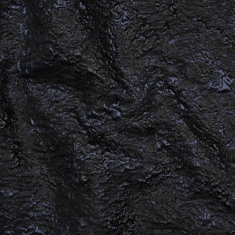 Metallic Brocade – Black and Navy Abstract Sponge Texture Metallic Brocade – Black and Navy Abstract Sponge Texture