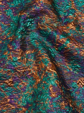Metallic Brocade – Orange, Eggplant Purple and Teal Abstract Sponge Texture Metallic Brocade – Orange, Eggplant Purple and Teal Abstract Sponge Texture