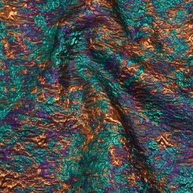 Metallic Brocade – Orange, Eggplant Purple and Teal Abstract Sponge Texture Metallic Brocade – Orange, Eggplant Purple and Teal Abstract Sponge Texture