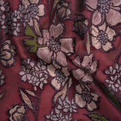 Metallic Burnout Brocade – Burgundy, Peachy Beige and Navy Festive Florals Metallic Burnout Brocade – Burgundy, Peachy Beige and Navy Festive Florals