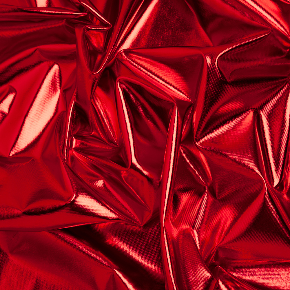 Foiled Faux Leather Stretch Knit – Red – Alison Collection Foiled Faux Leather Stretch Knit – Red – Alison Collection