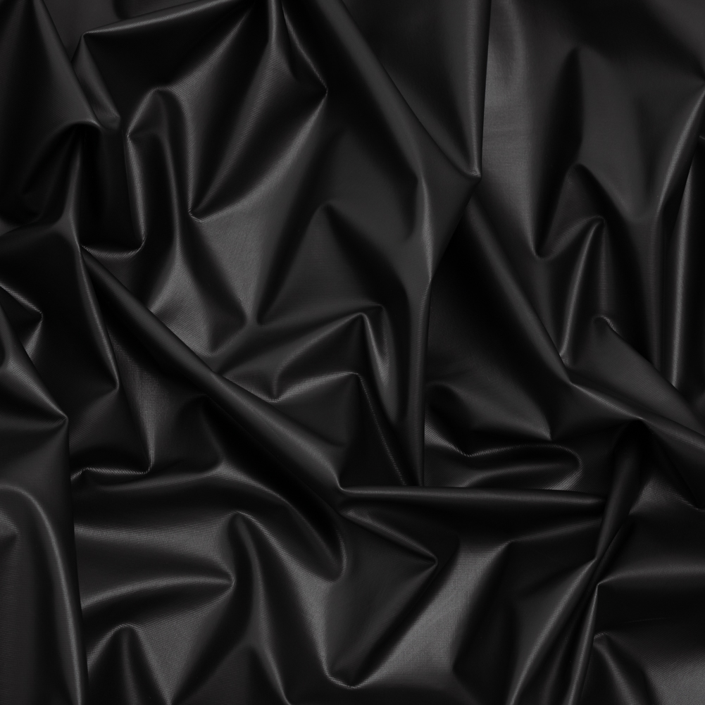 Foiled Faux Leather Stretch Knit – Matte Black – Alison Collection Foiled Faux Leather Stretch Knit – Matte Black – Alison Collection