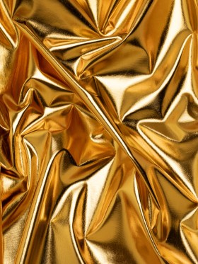 Foiled Faux Leather Stretch Knit – Gold with Yellow Backing – Alison Collection Foiled Faux Leather Stretch Knit – Gold with Yellow Backing – Alison Collection
