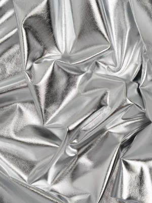 Knit Faux Leather with PET Anodized Aluminum Film – Silver – Elizabeth Collection Knit Faux Leather with PET Anodized Aluminum Film – Silver – Elizabeth Collection