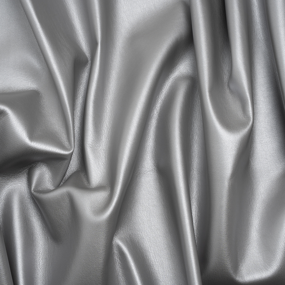 Stretch Faux Leather with Suede-Like Brushed Backing – Metallic Silver – Jodi Collection Stretch Faux Leather with Suede-Like Brushed Backing – Metallic Silver – Jodi Collection