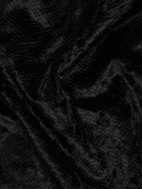 Snakeskin Embossed Polyester Crushed Velvet – Black – Mireia Collection Snakeskin Embossed Polyester Crushed Velvet – Black – Mireia Collection
