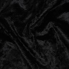 Snakeskin Embossed Polyester Crushed Velvet – Black – Mireia Collection Snakeskin Embossed Polyester Crushed Velvet – Black – Mireia Collection
