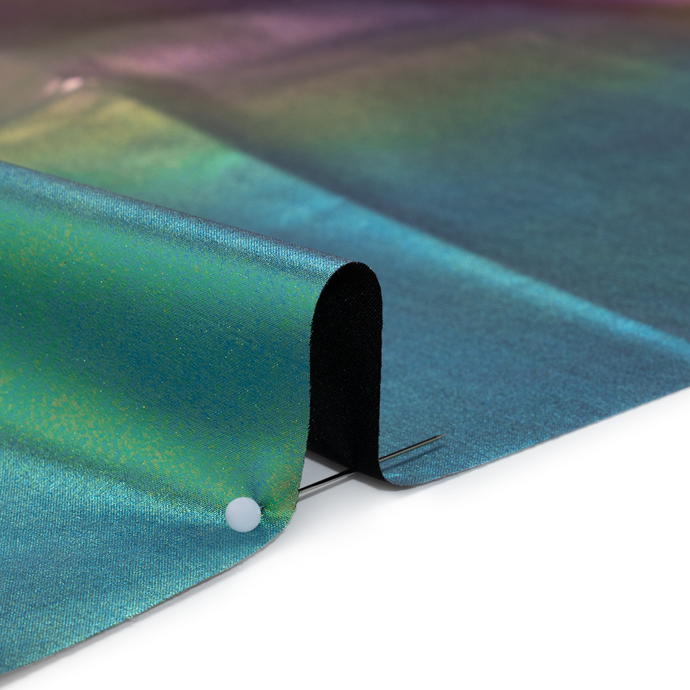 Metallic Lame Jacketing - Rainbow Ombre Stripe on Black - Inez Collection