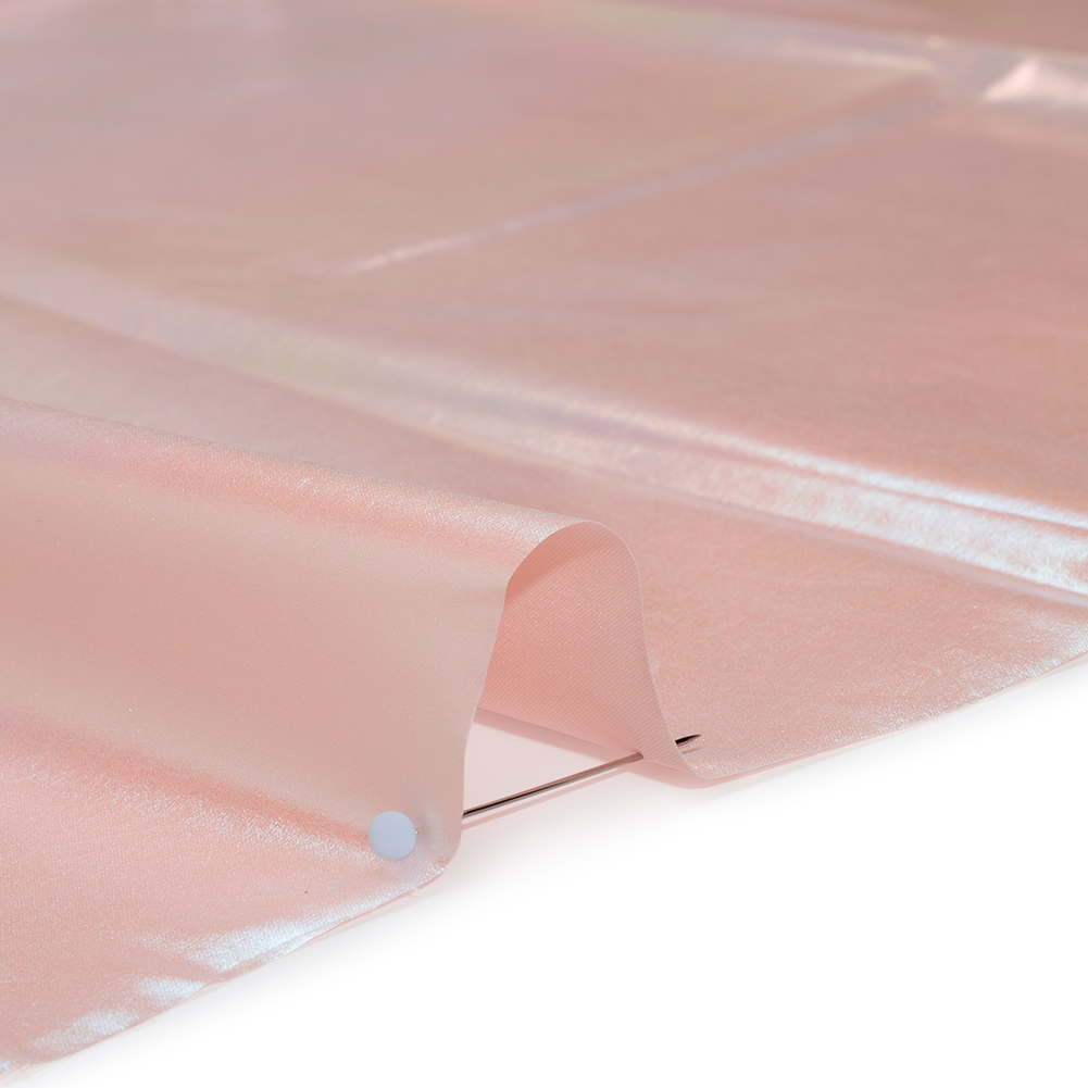 Metallic Lame Jacketing - Pastel Rainbow Ombre Stripe on Baby Pink - Inez Collection