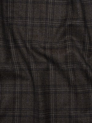 Super 130s Wool Twill Suiting Made in Italy – Charcoal Gray and Navy Plaid – Deadstock Super 130s Wool Twill Suiting Made in Italy – Charcoal Gray and Navy Plaid – Deadstock