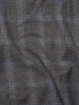 Super 130s Wool Twill Suiting Made in Italy – Gray and Sky Blue Plaid – Deadstock Super 130s Wool Twill Suiting Made in Italy – Gray and Sky Blue Plaid – Deadstock