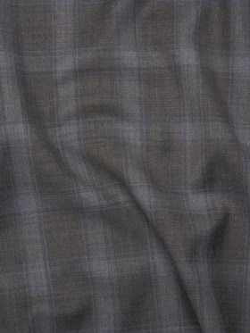 Super 130s Wool Twill Suiting Made in Italy – Gray and Sky Blue Plaid – Deadstock Super 130s Wool Twill Suiting Made in Italy – Gray and Sky Blue Plaid – Deadstock
