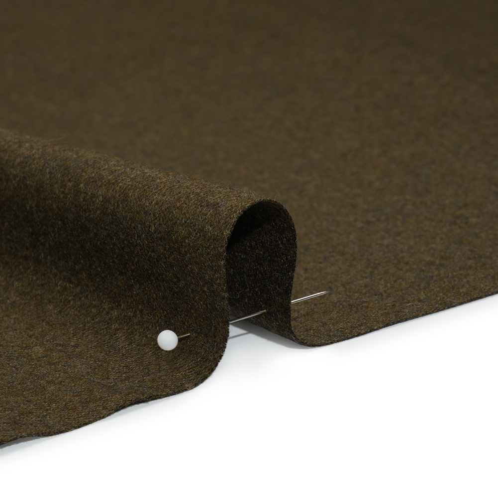 Brushed Wool Twill Suiting Made in Italy - Heathered Olive Green - Deadstock