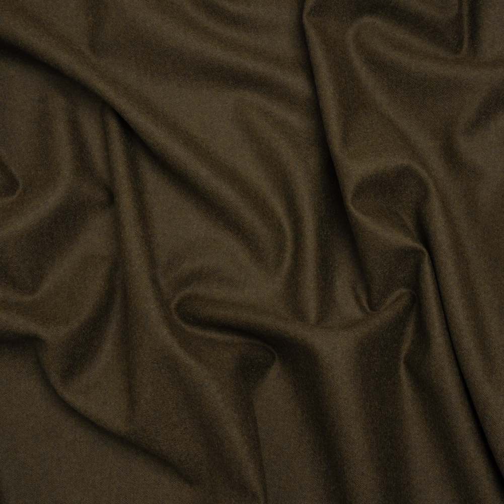 Brushed Wool Twill Suiting Made in Italy – Heathered Olive Green – Deadstock Brushed Wool Twill Suiting Made in Italy – Heathered Olive Green – Deadstock