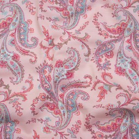 Cotton and Viscose Jersey Print – Pink, Blue and Sage Green Paisley – Deadstock Cotton and Viscose Jersey Print – Pink, Blue and Sage Green Paisley – Deadstock