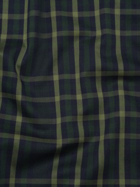 Cotton Twill Shirting – Navy, Emerald and Sage Green Plaid – Deadstock Cotton Twill Shirting – Navy, Emerald and Sage Green Plaid – Deadstock