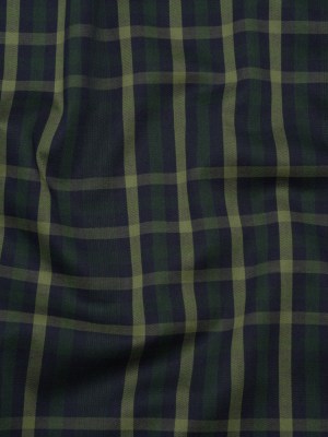 Cotton Twill Shirting – Navy, Emerald and Sage Green Plaid – Deadstock Cotton Twill Shirting – Navy, Emerald and Sage Green Plaid – Deadstock