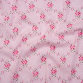 Cotton Jersey Print – Baby Pink, Olive Green and White Rose Lattice – Deadstock Cotton Jersey Print – Baby Pink, Olive Green and White Rose Lattice – Deadstock