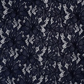 Stretch Chenille Corded Lace – Navy Floral – Deadstock Stretch Chenille Corded Lace – Navy Floral – Deadstock