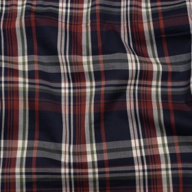 Cotton Twill Shirting – Red, Navy and White Plaid – Deadstock Cotton Twill Shirting – Red, Navy and White Plaid – Deadstock