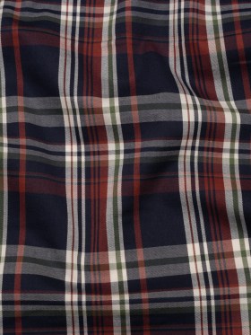 Cotton Twill Shirting – Red, Navy and White Plaid – Deadstock Cotton Twill Shirting – Red, Navy and White Plaid – Deadstock