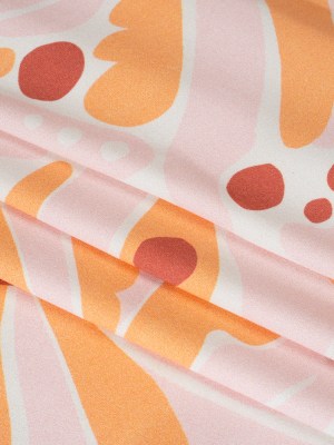 Stretch Nylon Jersey – Orange Creamsicle, Light Pink and Red Groovy Retro Floral – Designer Deadstock Stretch Nylon Jersey – Orange Creamsicle, Light Pink and Red Groovy Retro Floral – Designer Deadstock