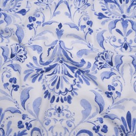 Cotton Jersey Print – Blue and White Watercolor Floral Damask – Deadstock Cotton Jersey Print – Blue and White Watercolor Floral Damask – Deadstock